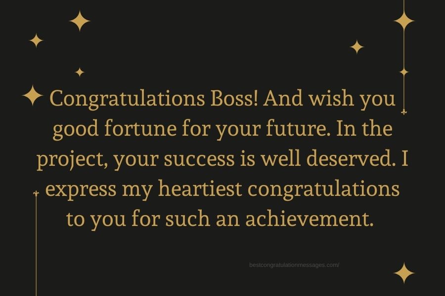 Congratulations to Boss For Achievement